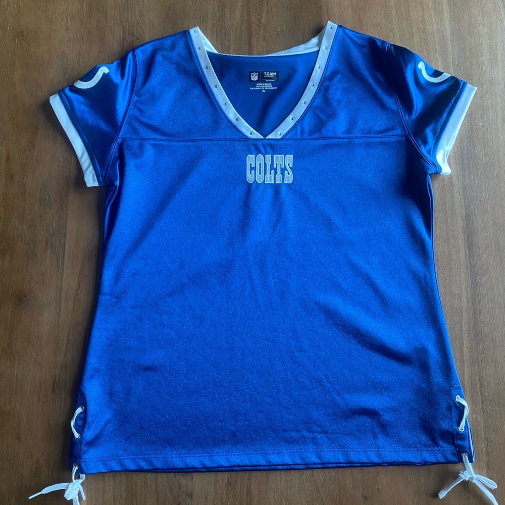 Indianapolis Colts Blue V Neck Rhinestone Shirt